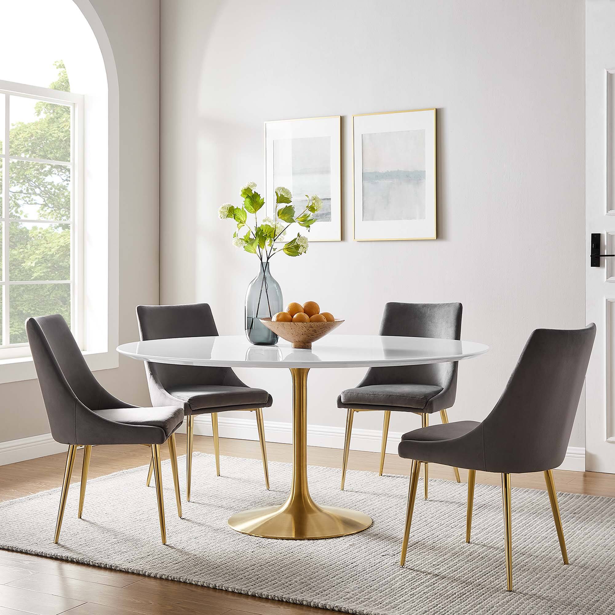 Alt View 5. Modway - Lippa 60" Round Wood Dining Table by Modway - Gold White.