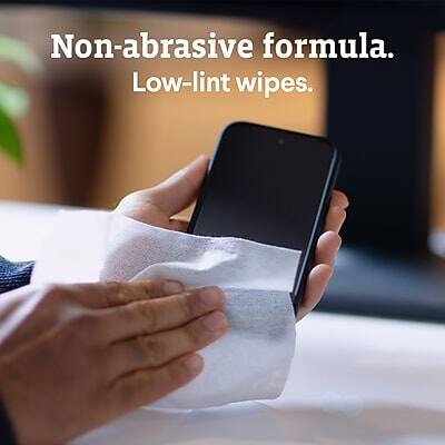 Non-abrasive formula. Low-lint wipes.
