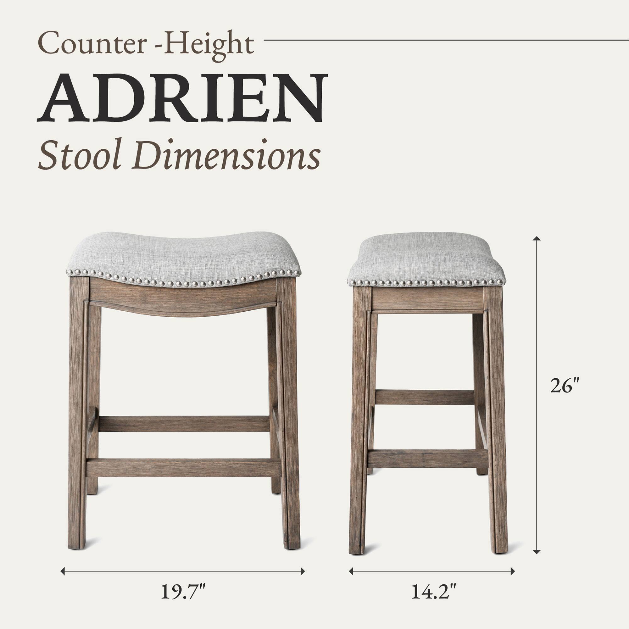 Counter-Height ADRIEN Stool Dimensions 26" 19.7" 14.2"