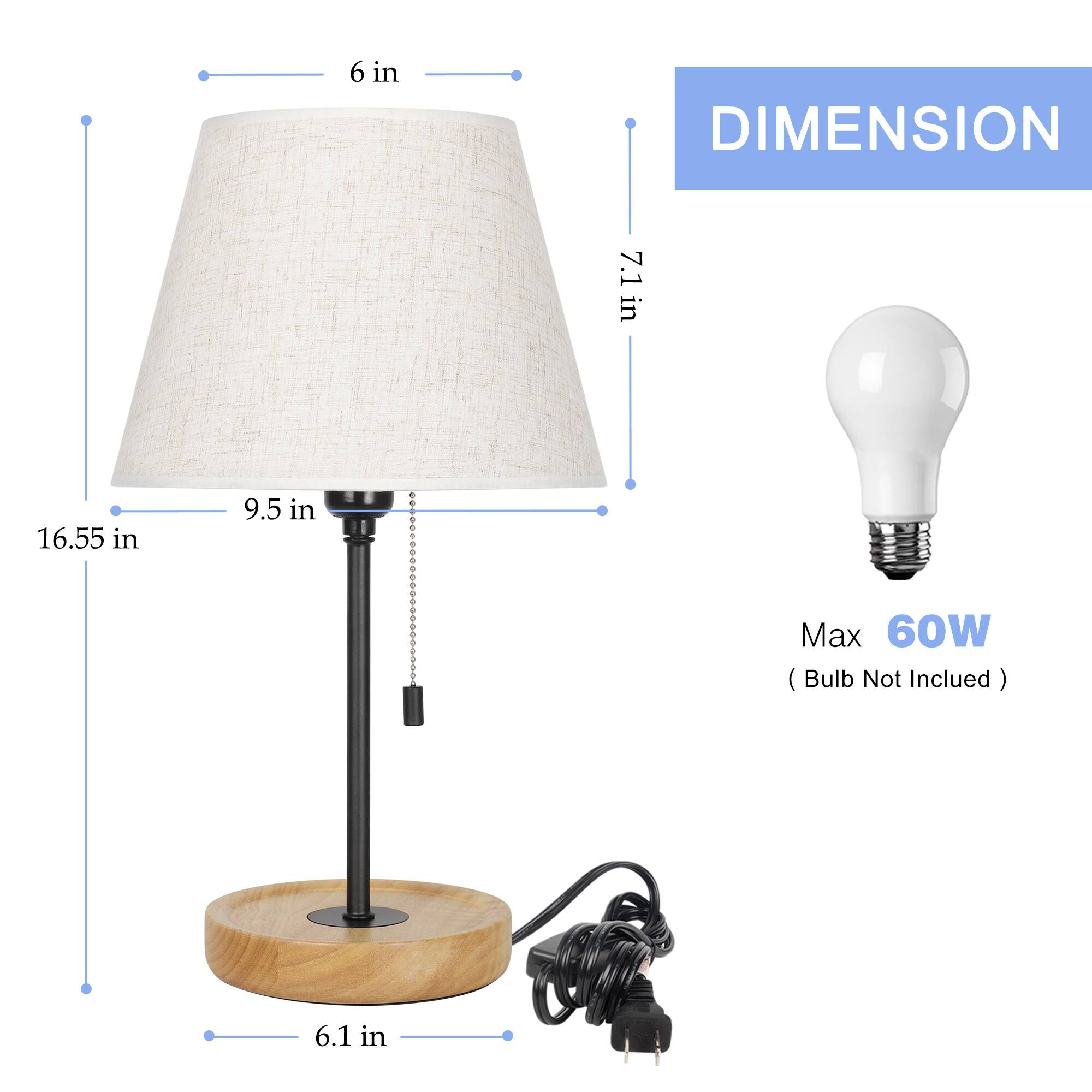 DIMENSION  
6 in  
7.1 in  
9.5 in  
16.55 in  
6.1 in  

Max 60W (Bulb Not Included)