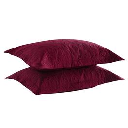 MarCielo - 2-Pack Embroidered Solid Color Pillow Shams Polyester - Burgundy