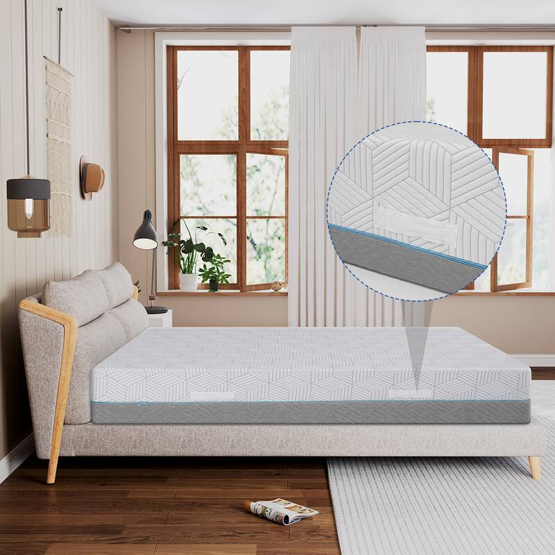 Alt View 2. Vipbear - Vipbear 12 " King Size Extra Firm Mattress with Ice Silk Cover, Cool Green Tea/Gel Memory Foam Mattress in Box - White.