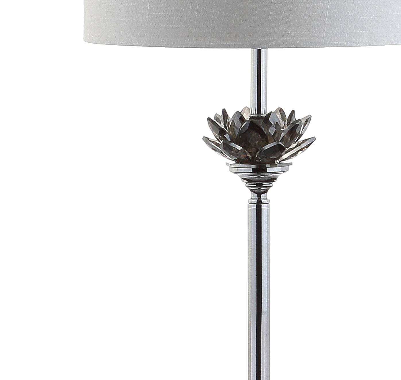 Alt View 4. Jonathan Y - Amelia Lotus 59" Crystal / Metal LED Floor Lamp, Smoke Gray/Chrome - Smoke Gray/Chrome.