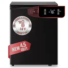 Tacool - 4.5 Cu.Ft Compact Chest Freezer with Wheels, Small Deep Freezer with Top-Open Door for Kitchen with LED Screen - Black