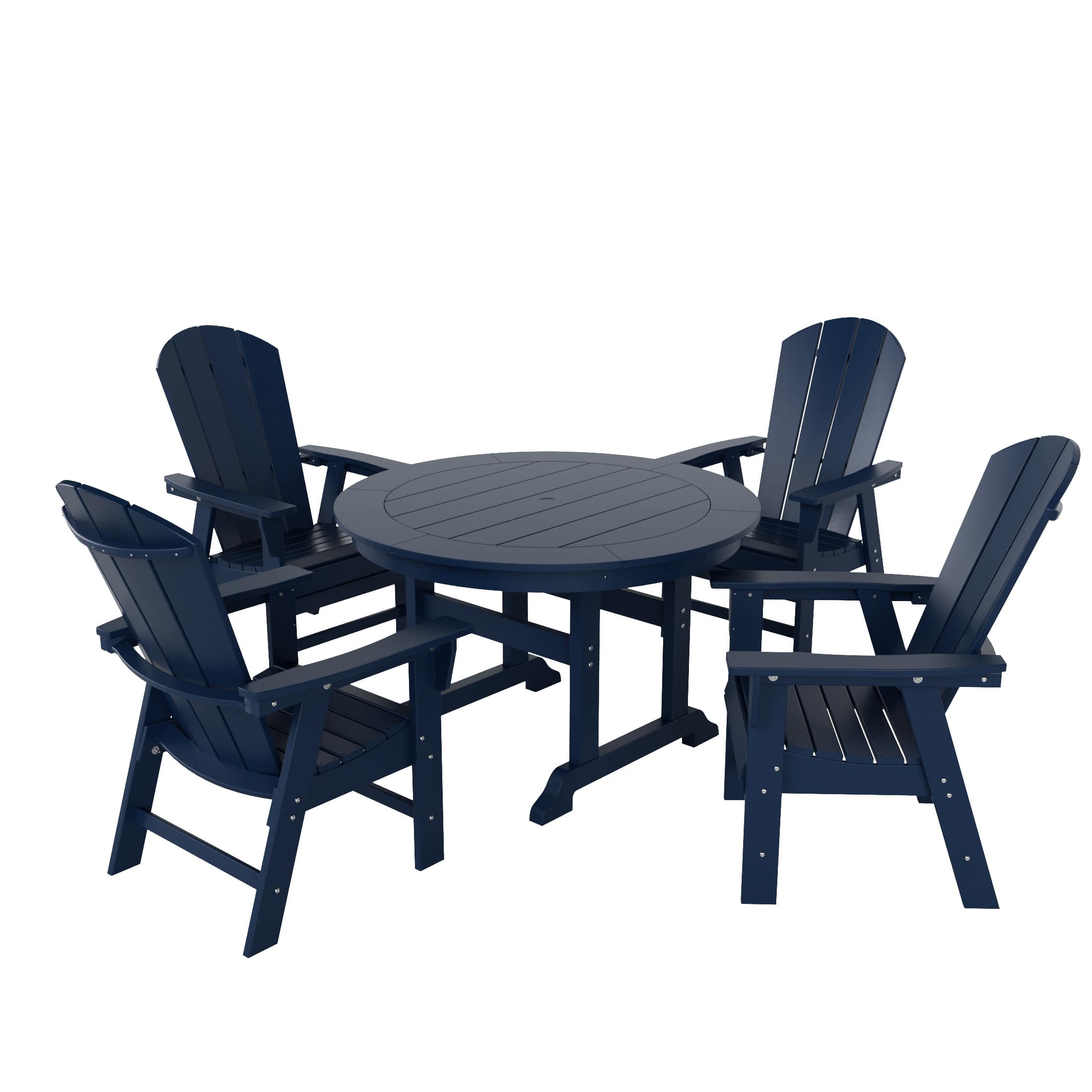 WestinTrends - Malibu 5 Piece Outdoor Patio Dining Round Table and Curved Back Armchair Set - Navy Blue price history on PriceWatchPro
