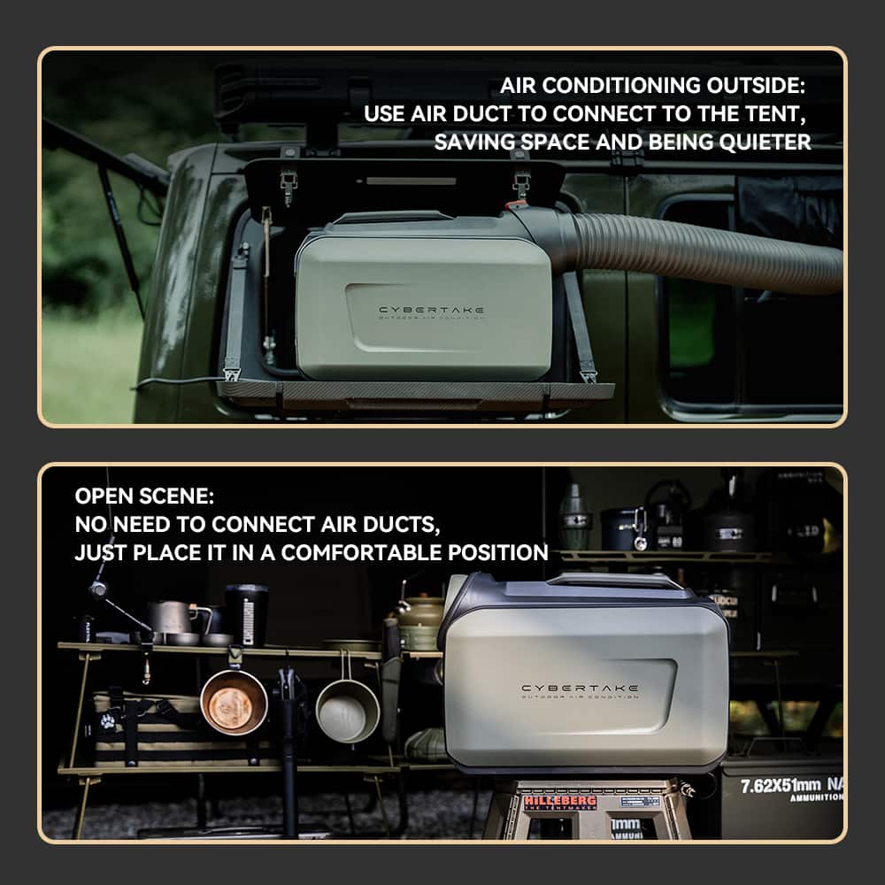 AIR CONDITIONING OUTSIDE: USE AIR DUCT TO CONNECT TO THE TENT, SAVING SPACE AND BEING QUIETER

CYBERTAKE OPEN SCENE: NO NEED TO CONNECT AIR DUCTS, JUST PLACE IT IN A COMFORTABLE POSITION

CYBERTAKE HILLEBERG RETISTRUE

7.62X51mm NA AMMUNITION