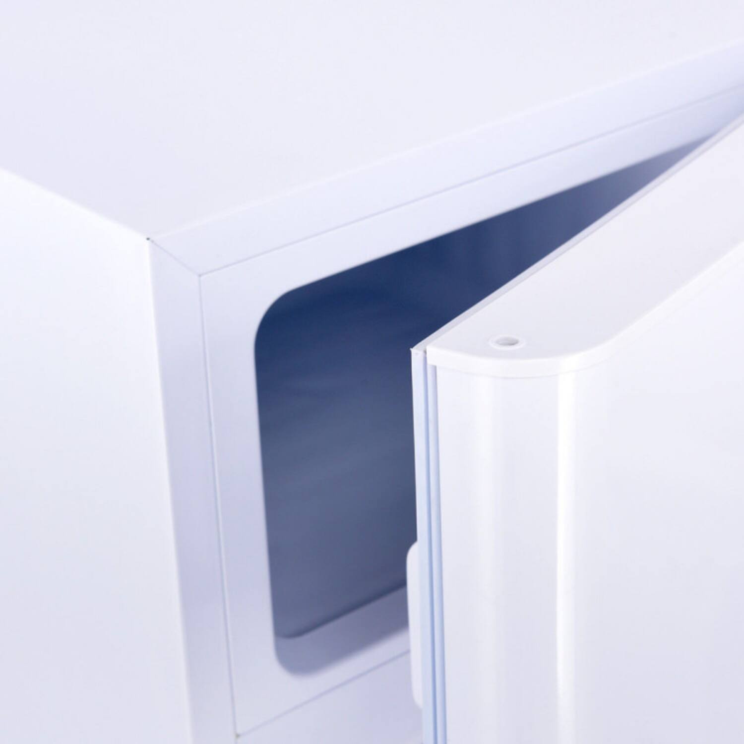Alt View 6. LUCKY ONE - 3.2 cu ft Freestanding Compact Refrigerator with Freezer - Glass Shelves LED Light - White.