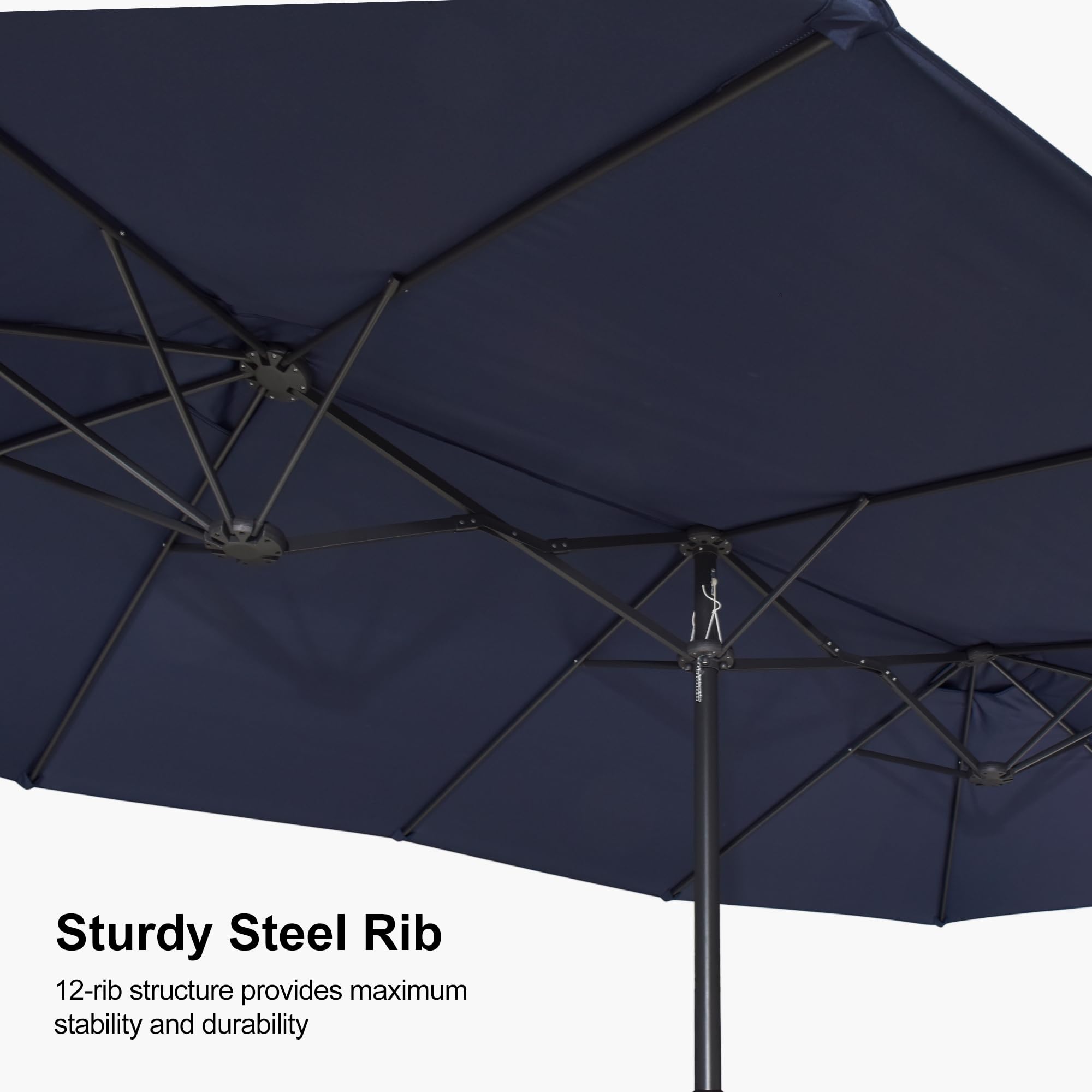 Sturdy Steel Rib  
12-rib structure provides maximum stability and durability