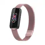 Front. StrapsCo - Milanese Bracelet Stainless Steel Watch Band Strap For Fitbit Luxe - Pink Gold.