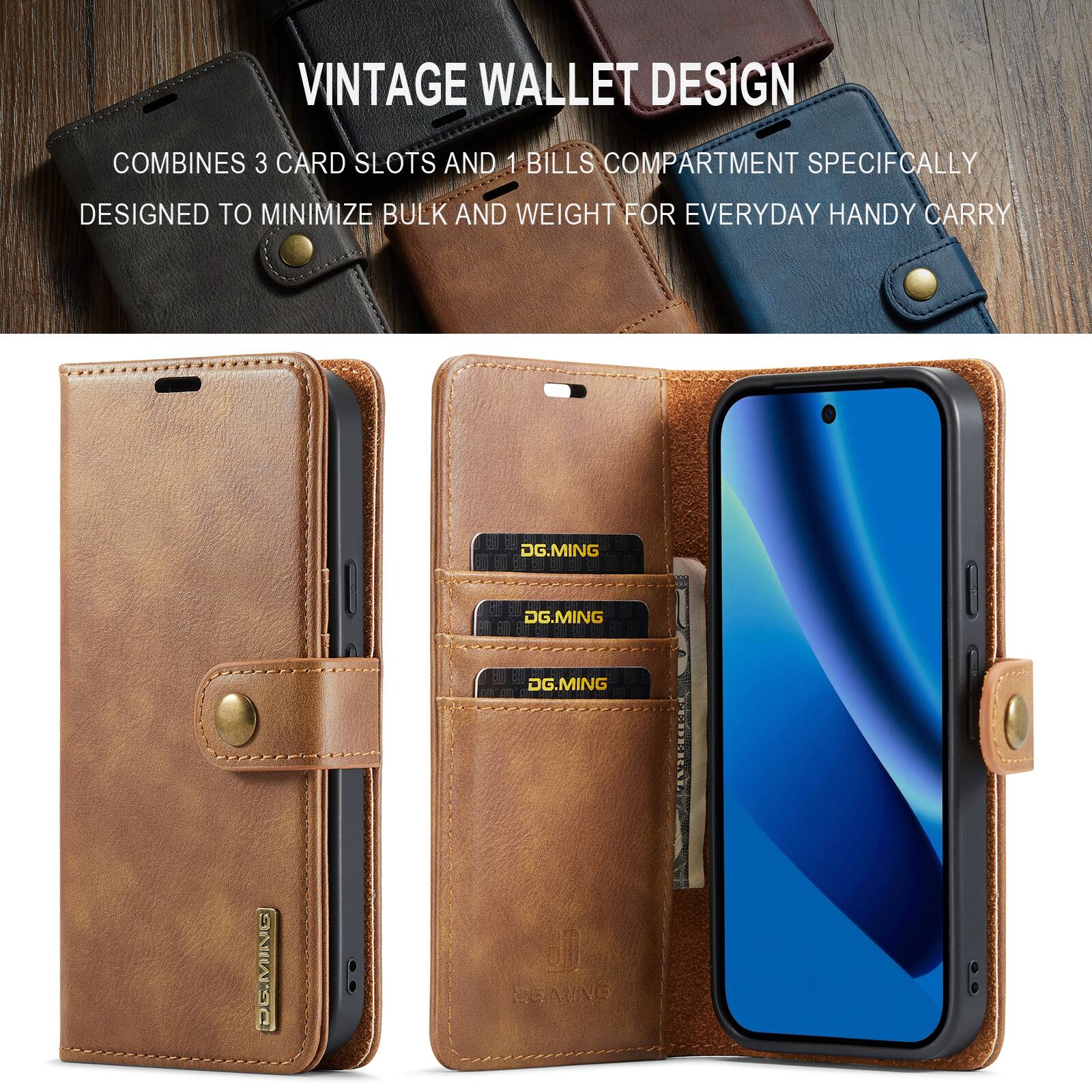 VINTAGE WALLET DESIGN

COMBINES 3 CARD SLOTS AND 1 BILLS COMPARTMENT SPECIFICALLY DESIGNED TO MINIMIZE BULK AND WEIGHT FOR EVERYDAY HANDY CARRY