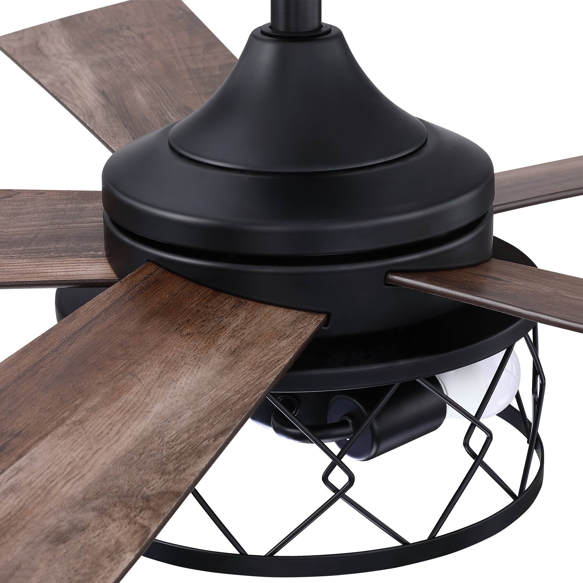 Alt View 10. Parrot Uncle - 52 in. Farmhouse Black Reversible Blades AC Motor Ceiling Fan with Light and Remote - Black.