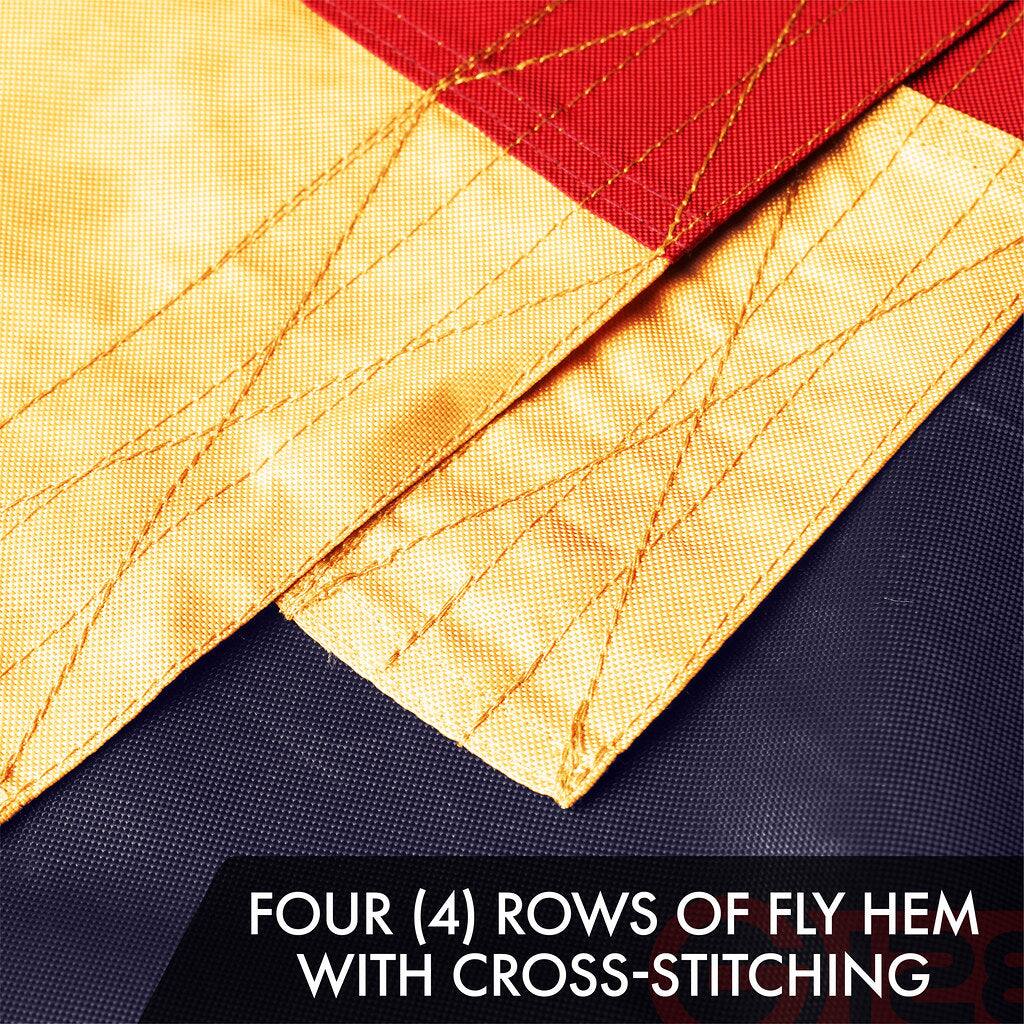 FOUR (4) ROWS OF FLY HEM WITH CROSS-STITCHING