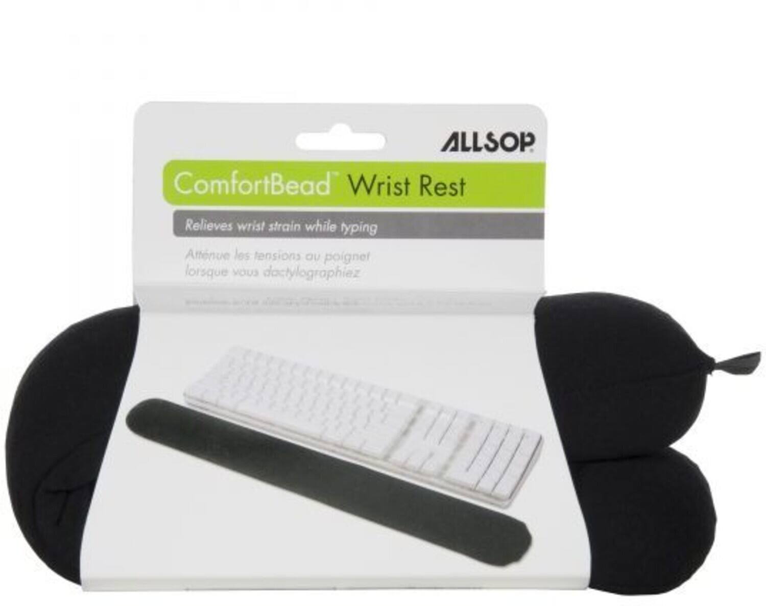 ALLSOP ComfortBead Wrist Rest  
Relieves wrist strain while typing  
Amène les tensions au poignet lorsque vous dactylographiez