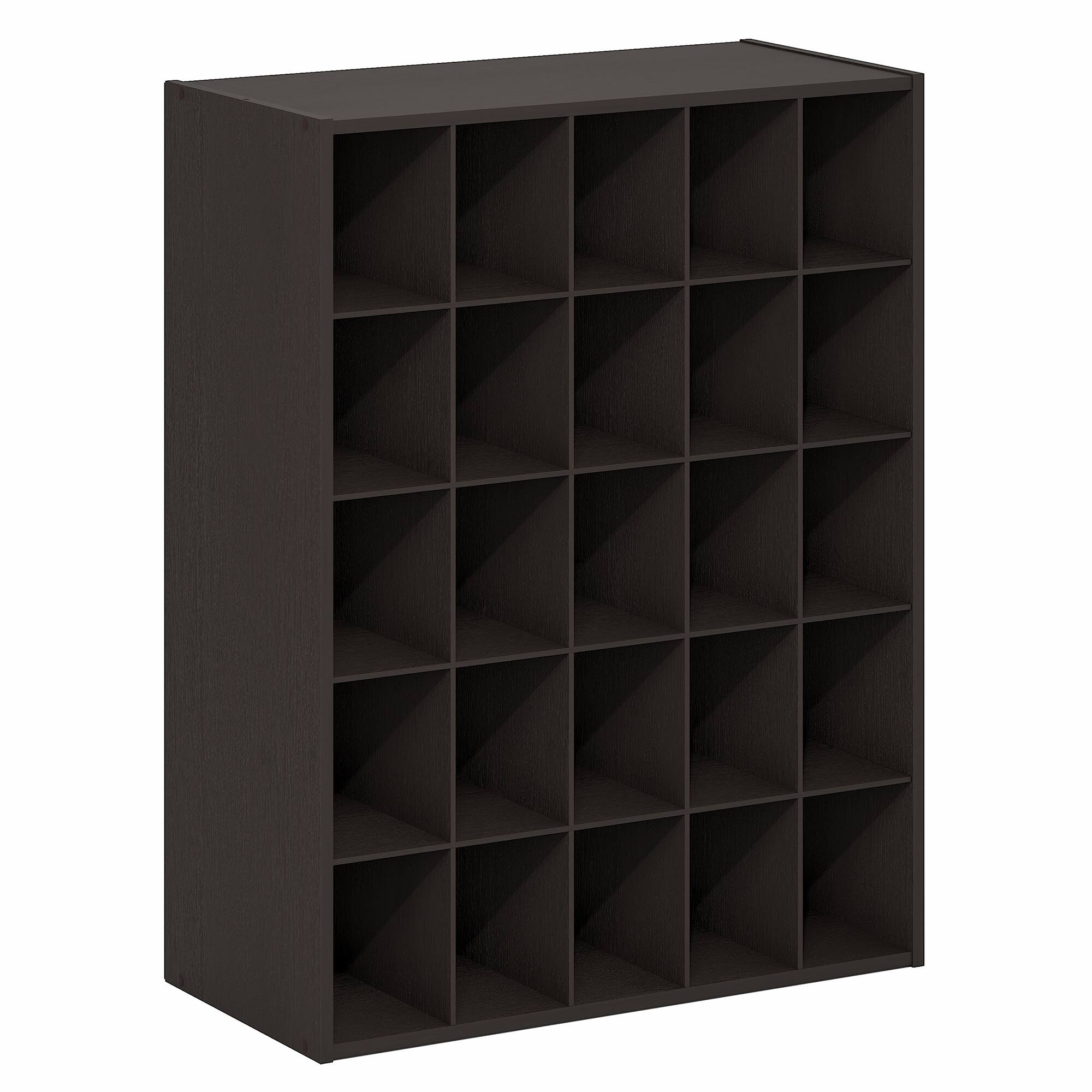 Alt View 4. Furinno - FANO Stackable Shoe Organizer, Shoe Rack, 25-Cube Shoe Organizer, for Closet Entryway, Office, Garage - Black Dark Oak.