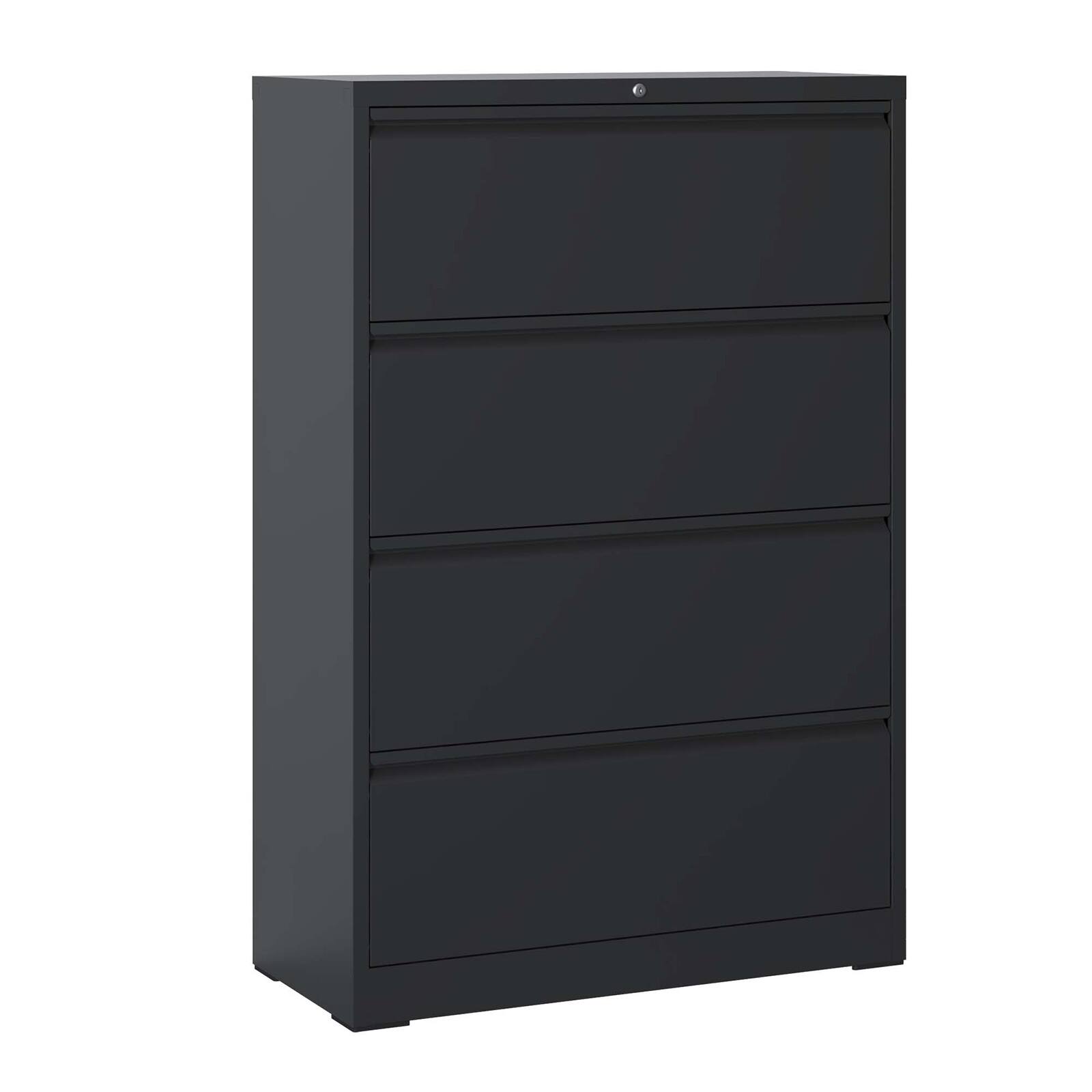 Alt View 8. Chateau Abodes - 4 Drawer Lateral File Cabinet with Lock, Metal Vertical Filing Storage for Legal/Letter/A4/F4 Size - Black.