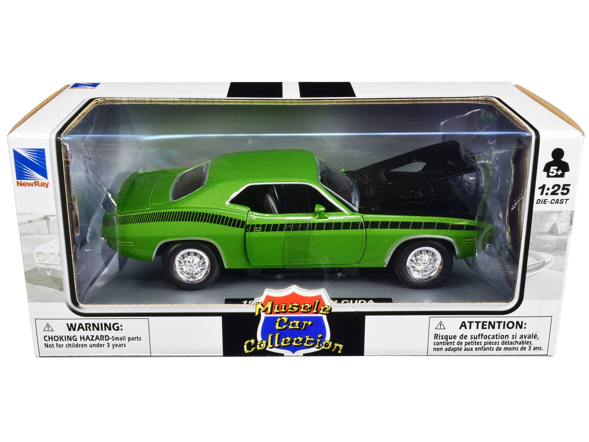NewRay 5+ 1:25 DIE-CAST  
WARNING: CHOKING HAZARD-Small parts Not for children under 3 years  
Muscle Car Collection  
ATTENTION: Risque de suffocation si avalé, contient de petites pièces détachables, non adapté aux enfants de moins de 3 ans.