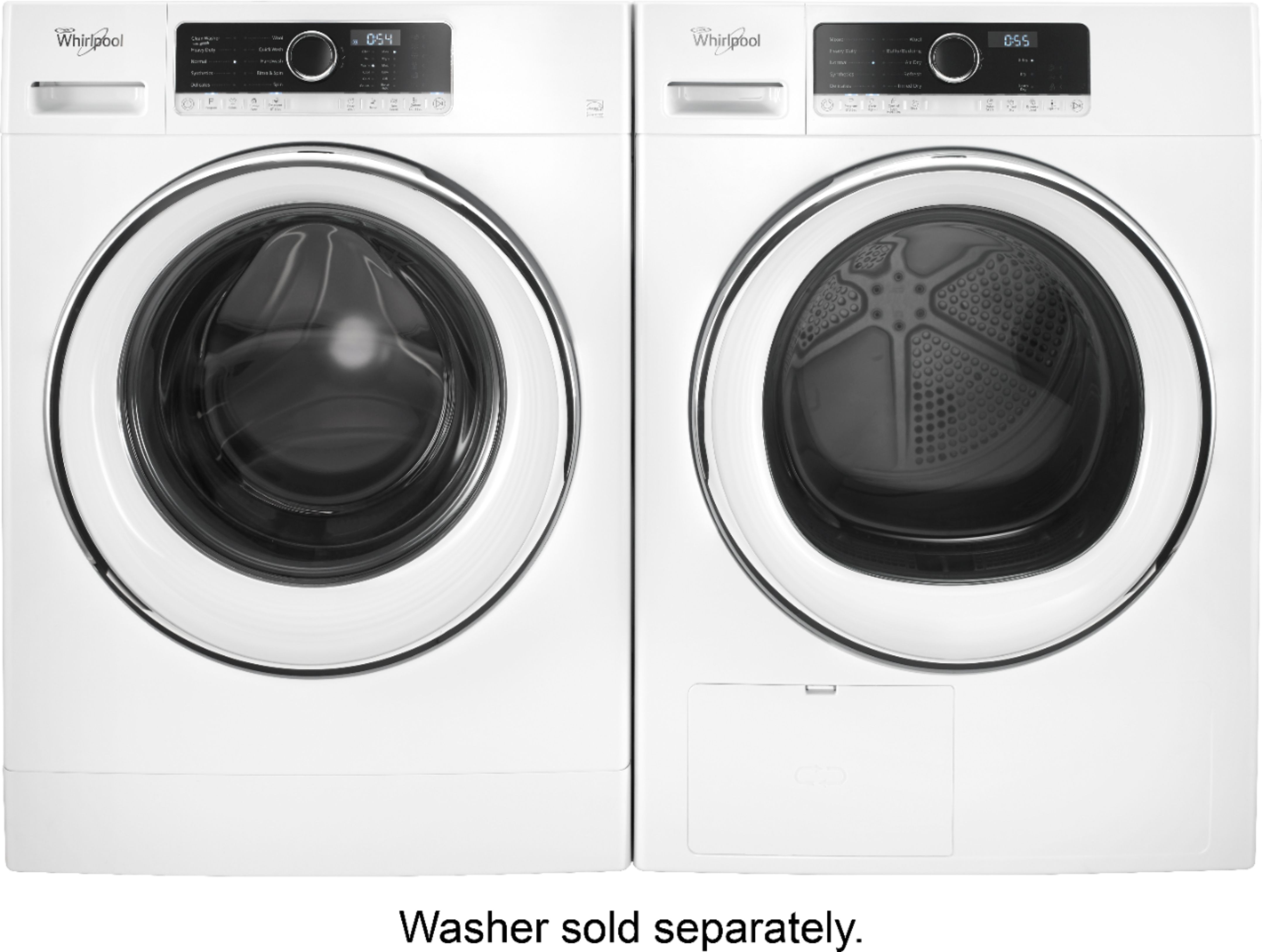 Angle View: Whirlpool - 4.3 Cu. Ft. Stackable Electric Dryer with Steam and Wrinkle Shield - White