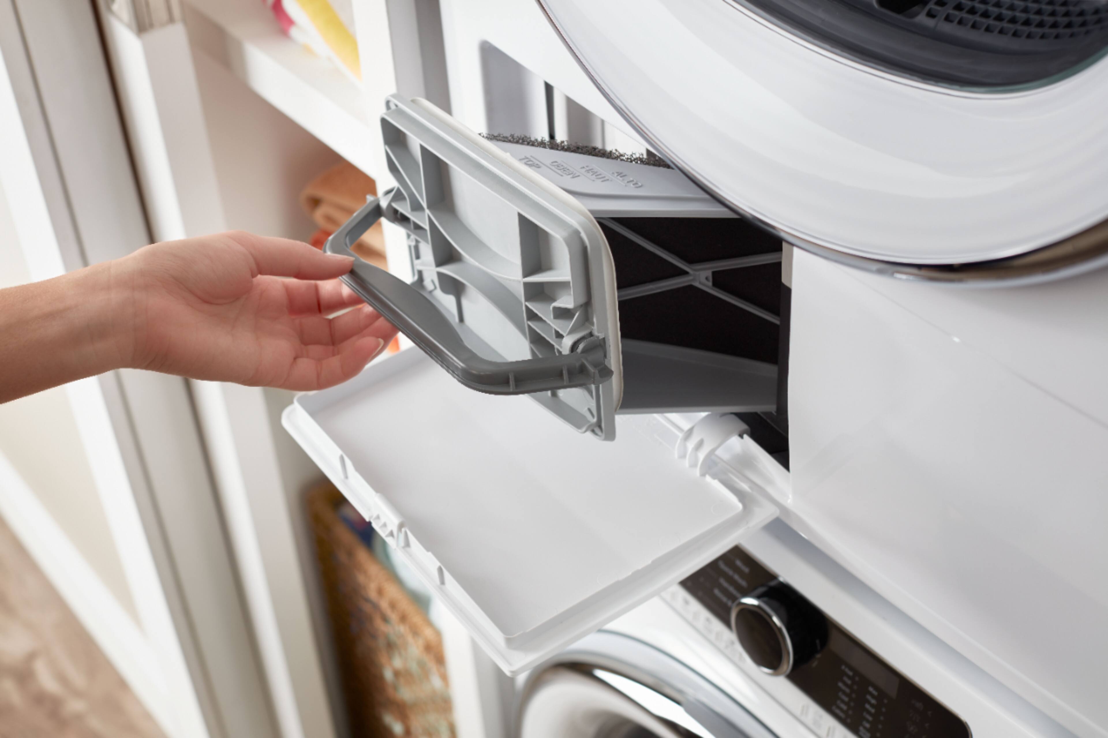 Left. Whirlpool - 4.3 Cu. Ft. Stackable Electric Dryer with Steam and Wrinkle Shield - White.