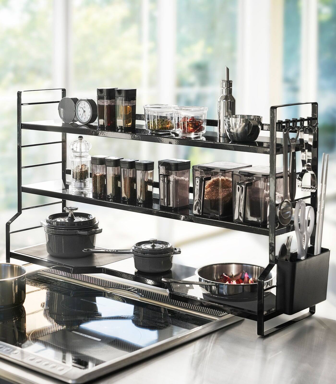 Left. Yamazaki Home - Countertop Shelves - Steel - Black.