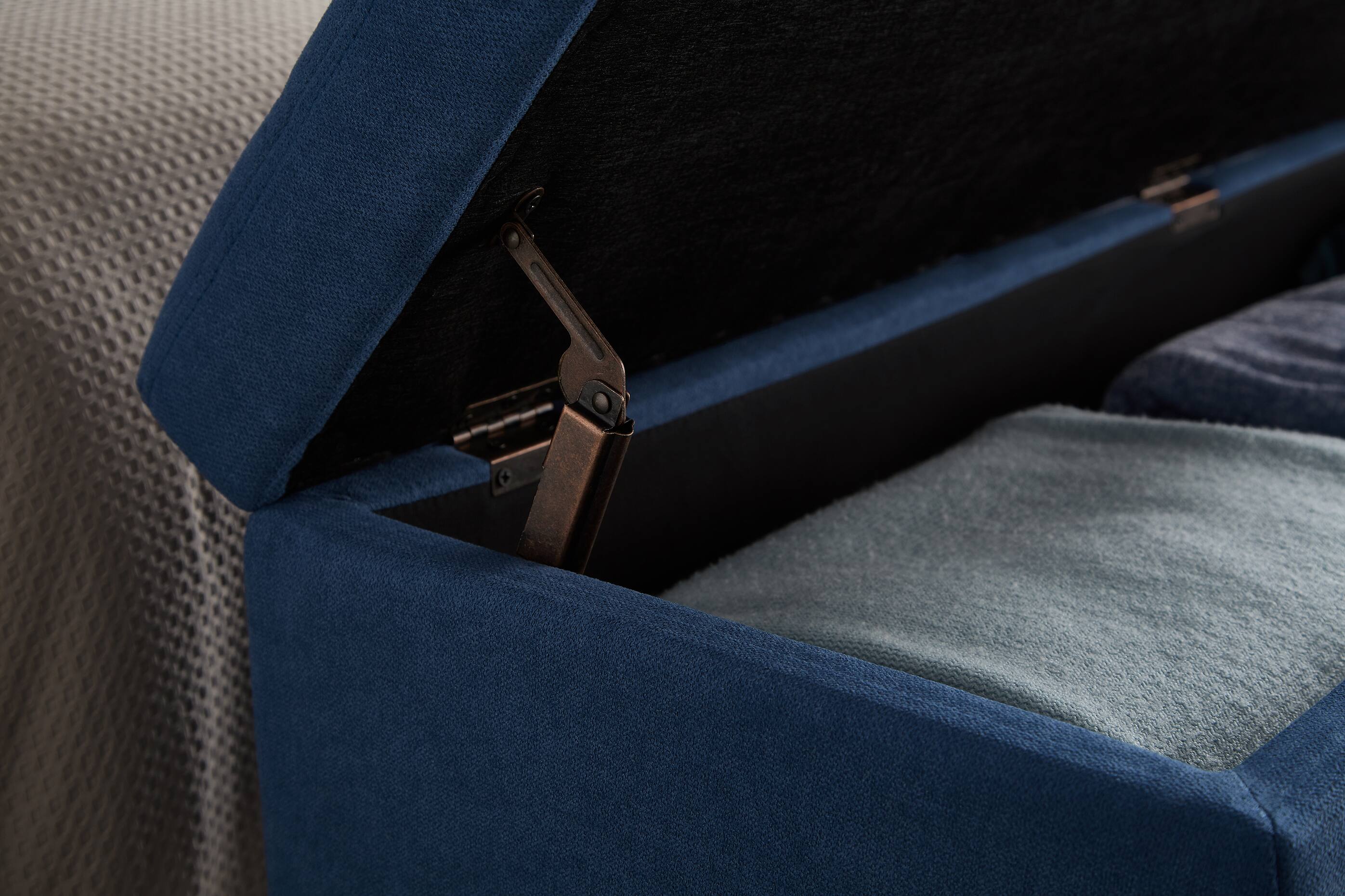 Alt View 2. Ropilly - Ropilly 59 Inch Blue Fabric Storage Bench Button Tufted End of Bed Ottoman - Blue.