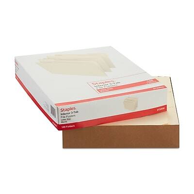Staples 3-Tab Interior File Folders  
T22  
100 Folders
