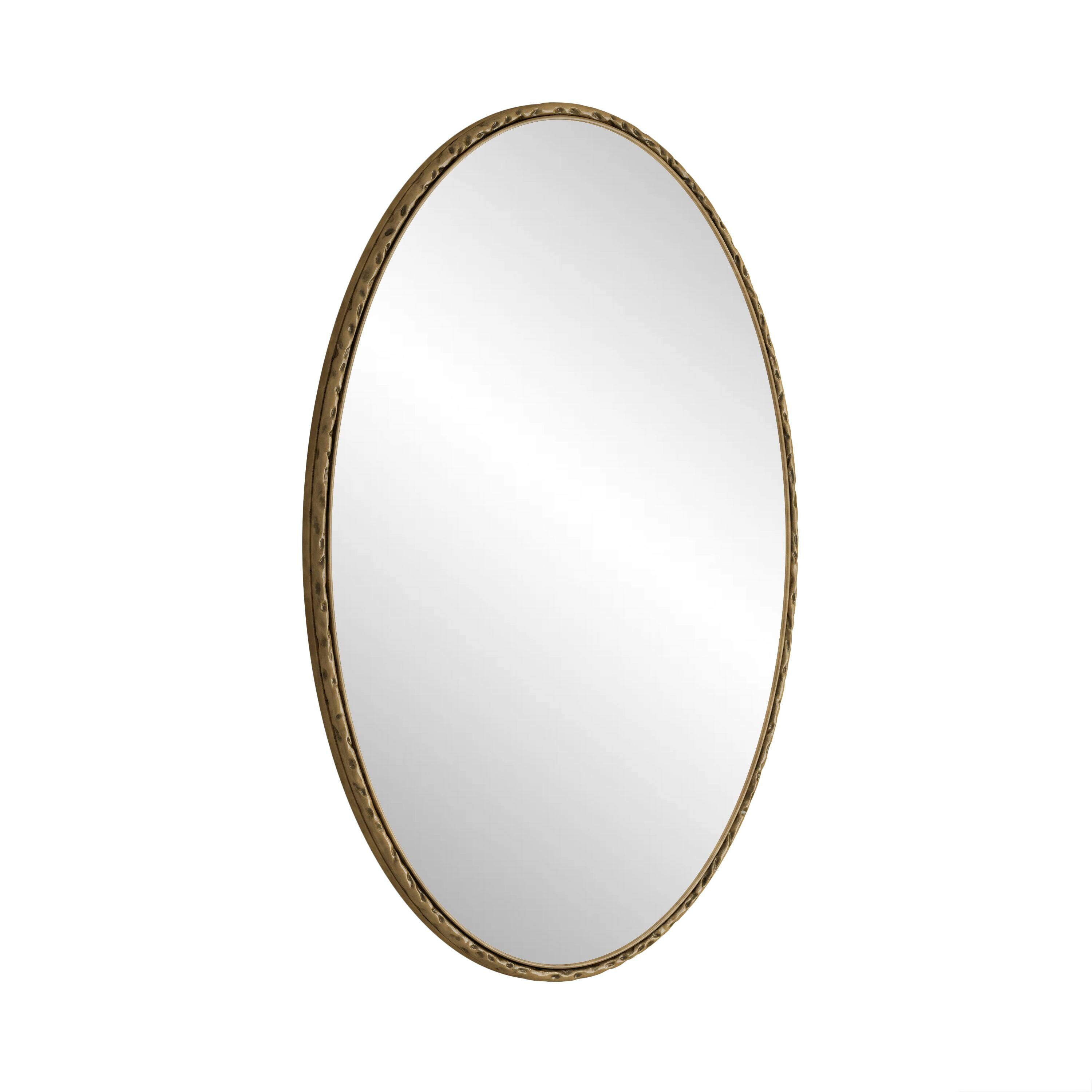 Alt View 2. BreeBe - Iron Art Oval Retro Wall Mirror Gold Antique Effect Premium Glass & MDF Frame for Bathroom Bedroom Living Room - Gold.