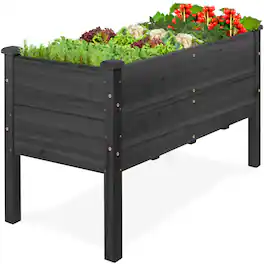 Best Choice Products - 48" x 24" x 30" Raised Garden Bed, Extra Deep 16" Depth, Elevated Wood Planter Stand - Black