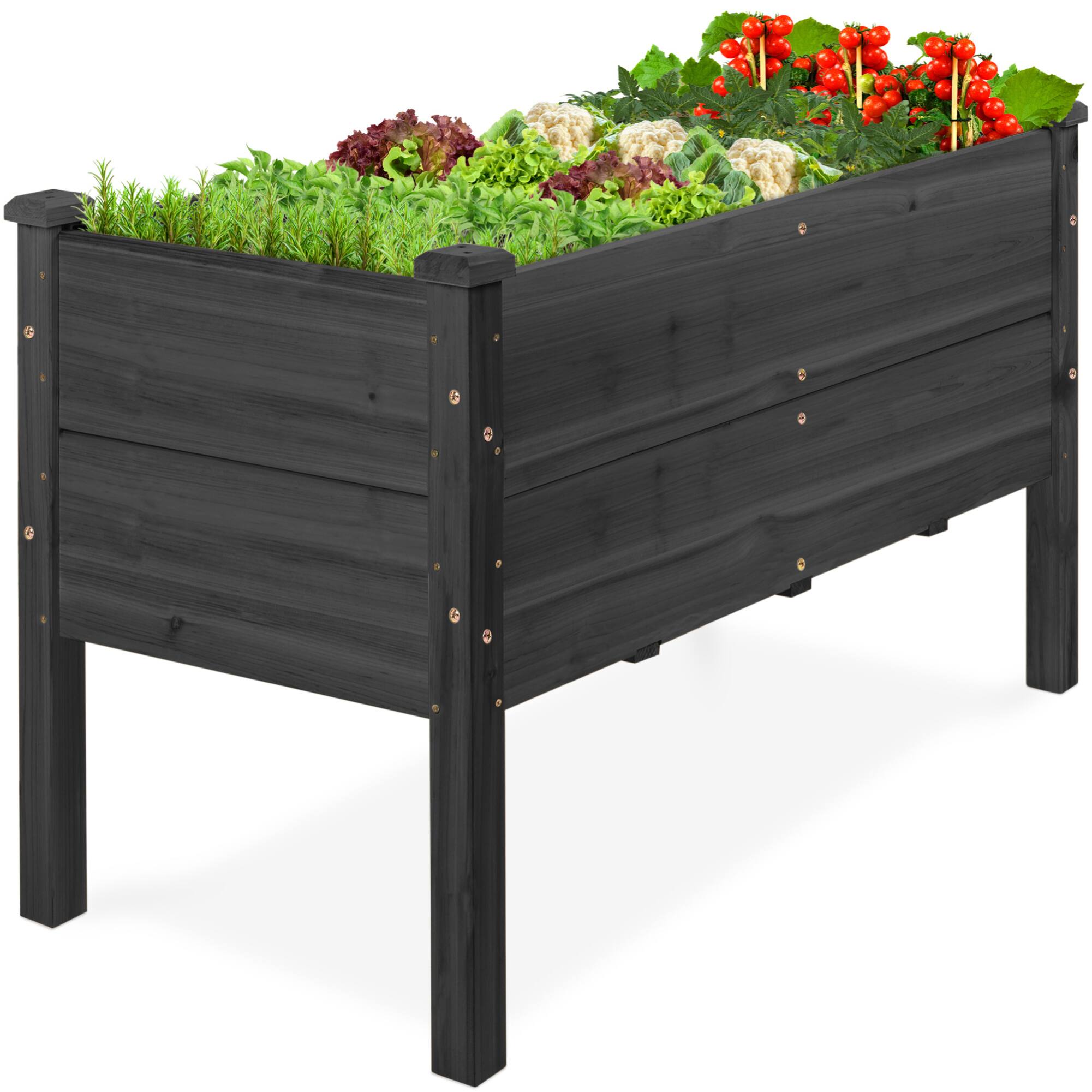 Front. Best Choice Products - Best Choice Products 48" x 24" x 30" Raised Garden Bed, Extra Deep 16" Depth, Elevated Wood Planter Stand - Black - Black.