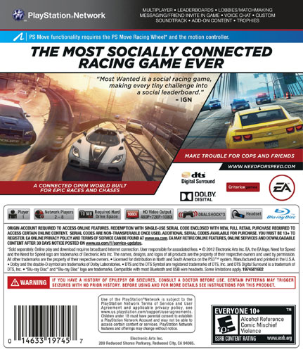 Tochi boom Sentimenteel huiswerk maken Best Buy: Need for Speed: Most Wanted: Limited Edition PlayStation 3,  PlayStation 4 19745