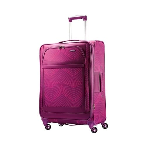 American Tourister - 25" Spinner - Pink/purple stripes - Larger Front
