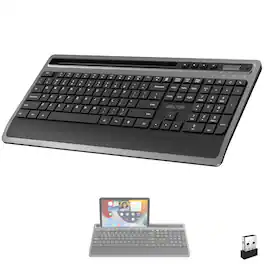 Delton - T42 Ergonomic Wireless Keyboard with Tablet Holder (DKBT42) - Black