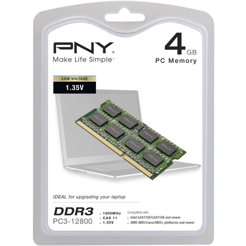  PNY - 1 X 4GB DDR3 Low Voltage Notebook Memory