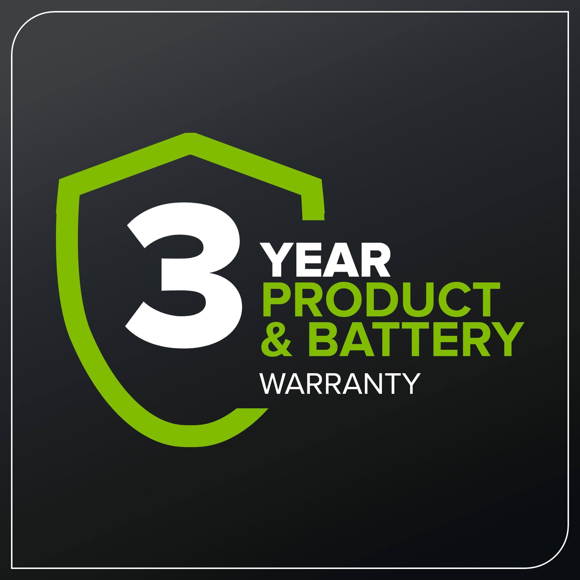 3 YEAR PRODUCT & BATTERY WARRANTY