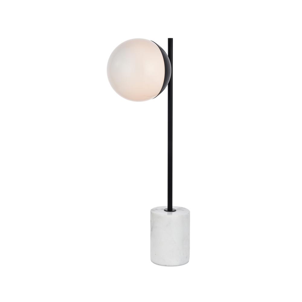 Alt View 1. Living District - Eclipse 1 Light Black Table Lamp With Frosted White Glass - Black And Frosted White.