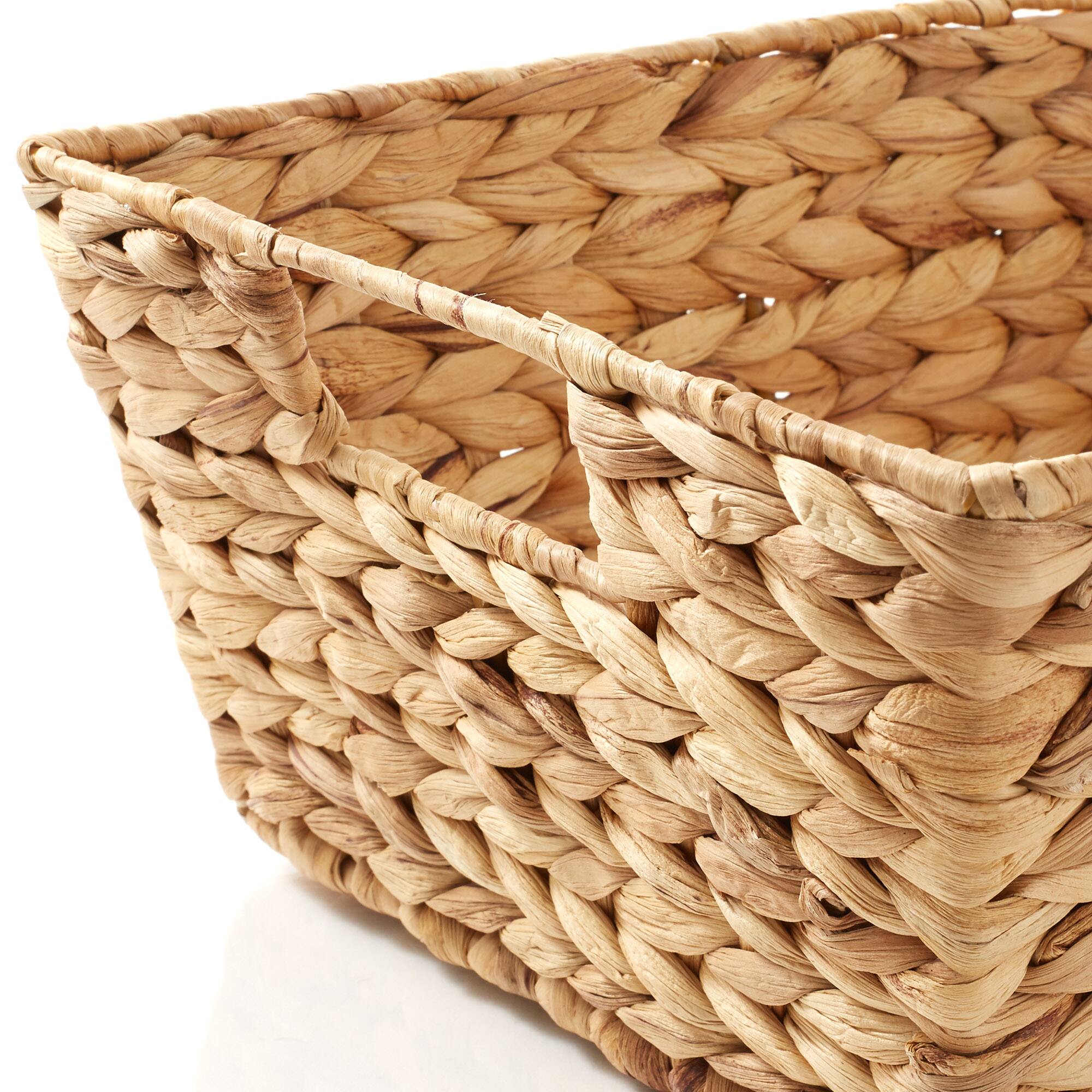 Alt View 4. Casafield - 2pk Seagrass Water Hyacinth Pantry Baskets with Handles - Wide Kitchen Bins - Natural - Hyacinth.