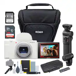 Sony - ZV-1 II Vlog Camera (White) with Vlogger Kit and Case Bundle