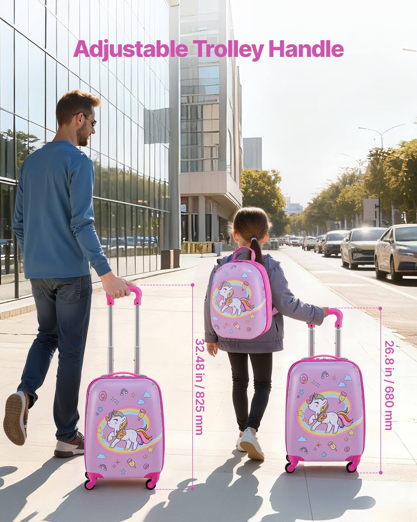 VEVOR Kids Luggage Set, 2 Piece, 18 Inch Hardside Rolling Wheels