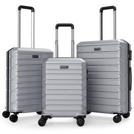 Costway - 3-Piece Hardside Luggage Set (20/24/28 Inch) with 8-Spinner Wheels, 3-Digital Lock - Gray