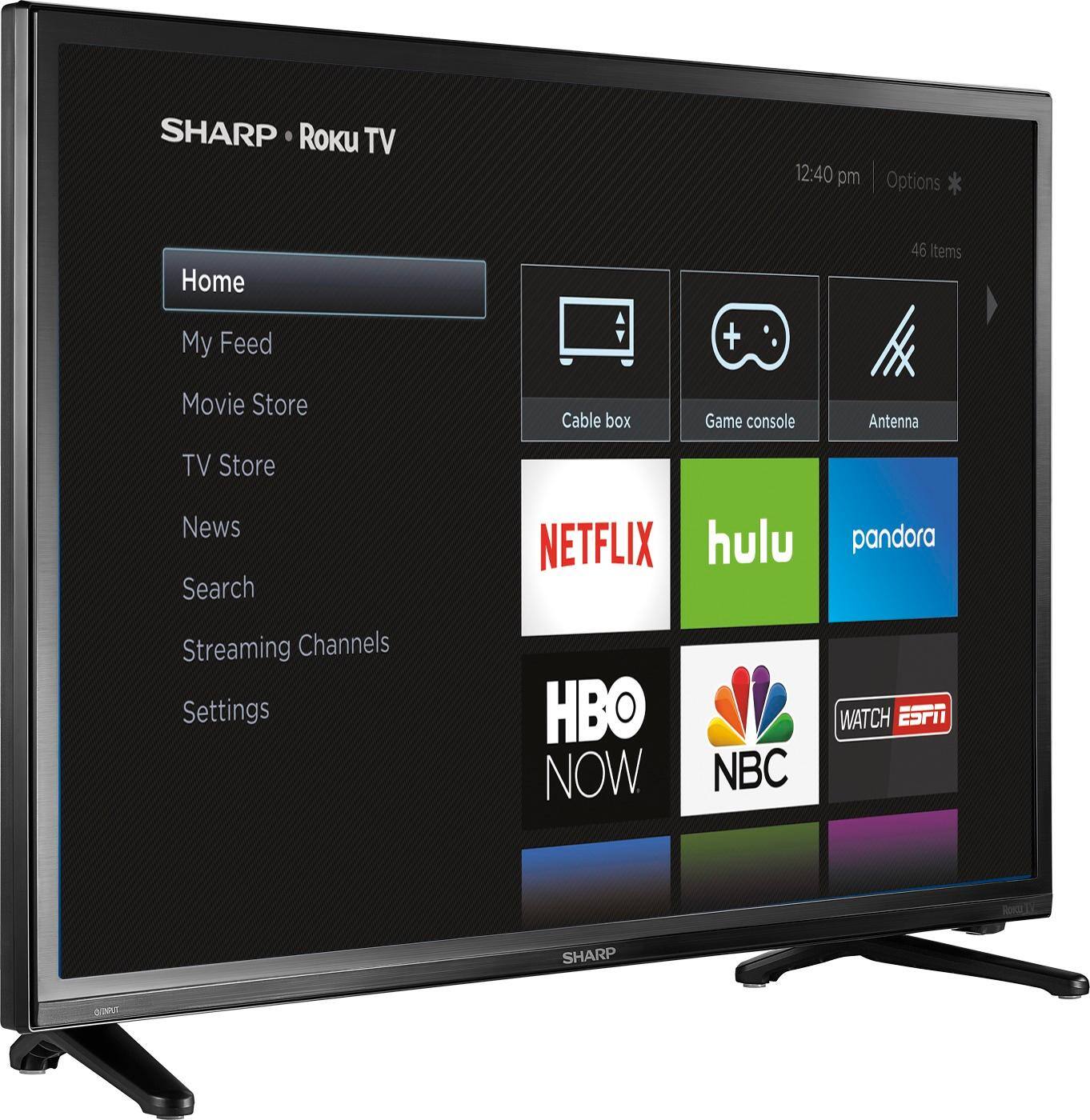 Angle. Sharp - 32" Class - LED - 720p - Smart - HDTV Roku TV - Black.