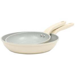 Gibson - Home Barnsdall 2 Piece 8 Inch and 10 Inch Nonstick Aluminum Frying Pan Set - Linen
