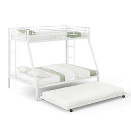 Pefilos - Twin Over Full Bunk Bed Frame with Trundle for Guest Room- Bed Frame Full - White