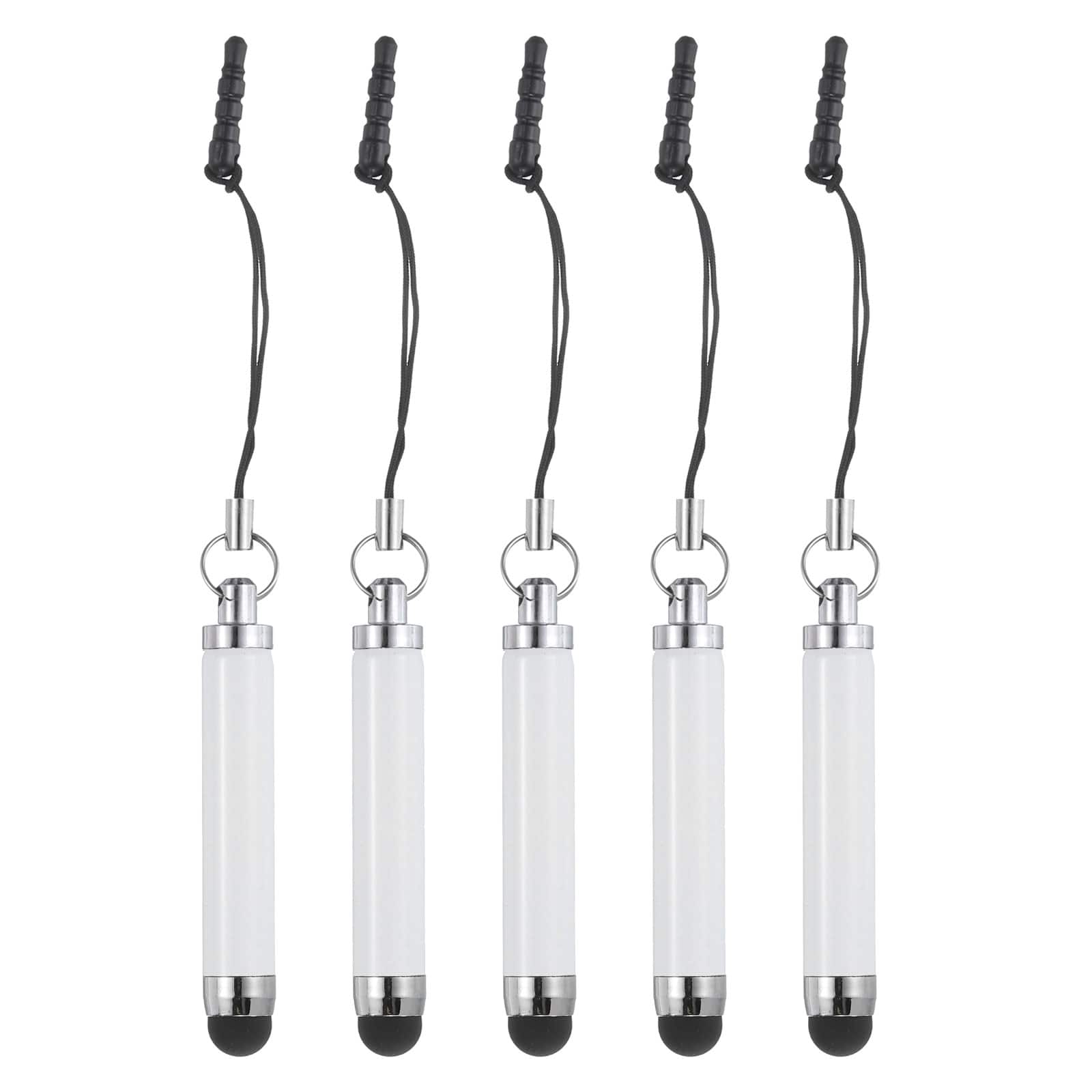 Unique Bargains - 5pcs Metallic Stylus Pen Retractable Aluminum Alloy Mini Capacitive Pens for Universal All Touch Screen Devices - White