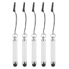 Unique Bargains - 5pcs Metallic Stylus Pen Retractable Aluminum Alloy Mini Capacitive Pens for Universal All Touch Screen Devices - White
