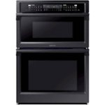 Front. Samsung - 30" Microwave Combination Wall Oven with Steam Cook and WiFi - Black Stainless Steel.