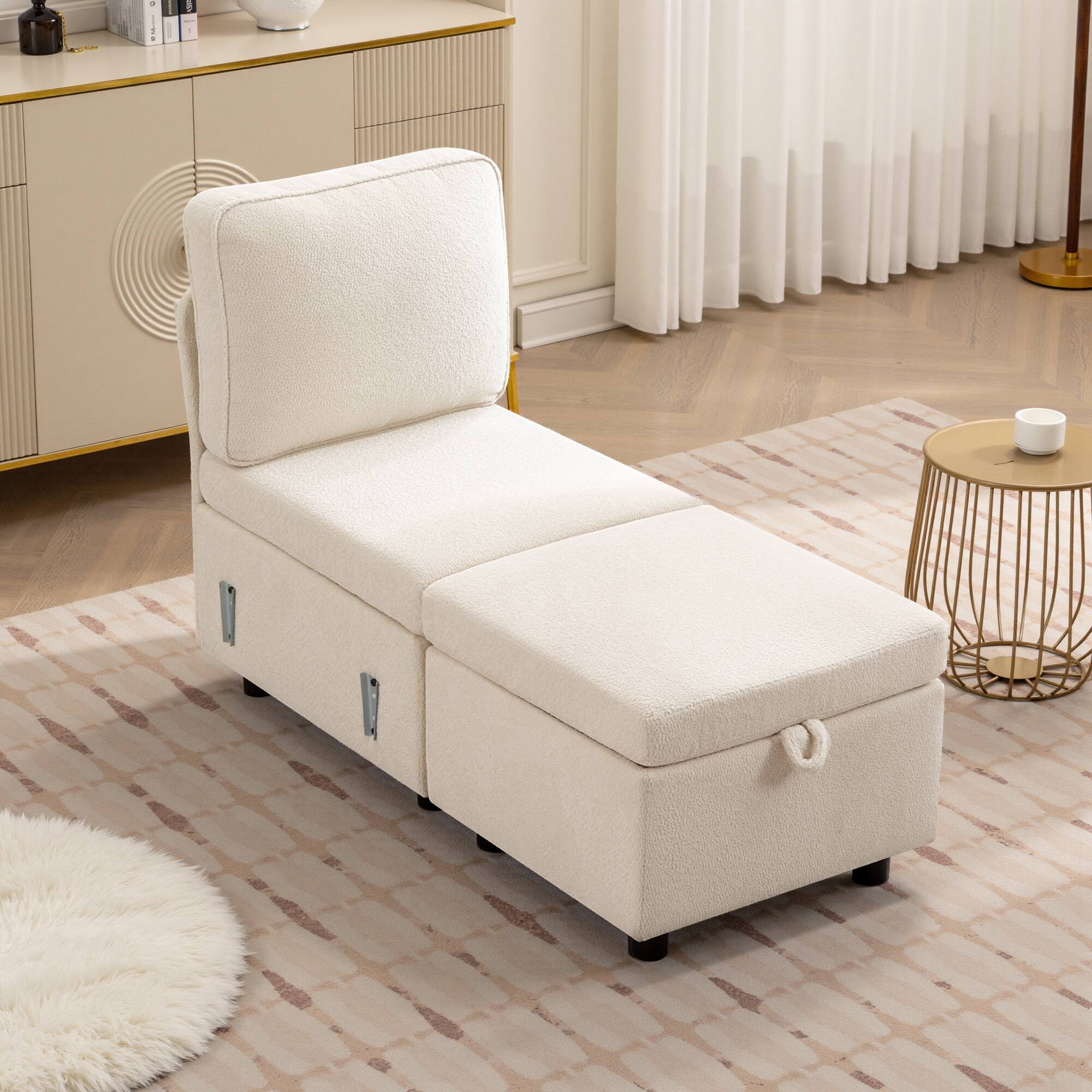 KERDOM - Oversized Pullout Sofa Couch with Storage Ottoman, Side Pocket, Washable Covers, Sectional Sofa Bed Free Combination - White-D price history on PriceWatchPro