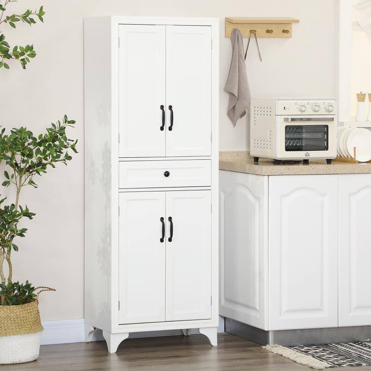 Alt View 1. PULUZ - 67 inch 4-Door Kitchen Pantry with Drawer and Adjustable Shelves - White.