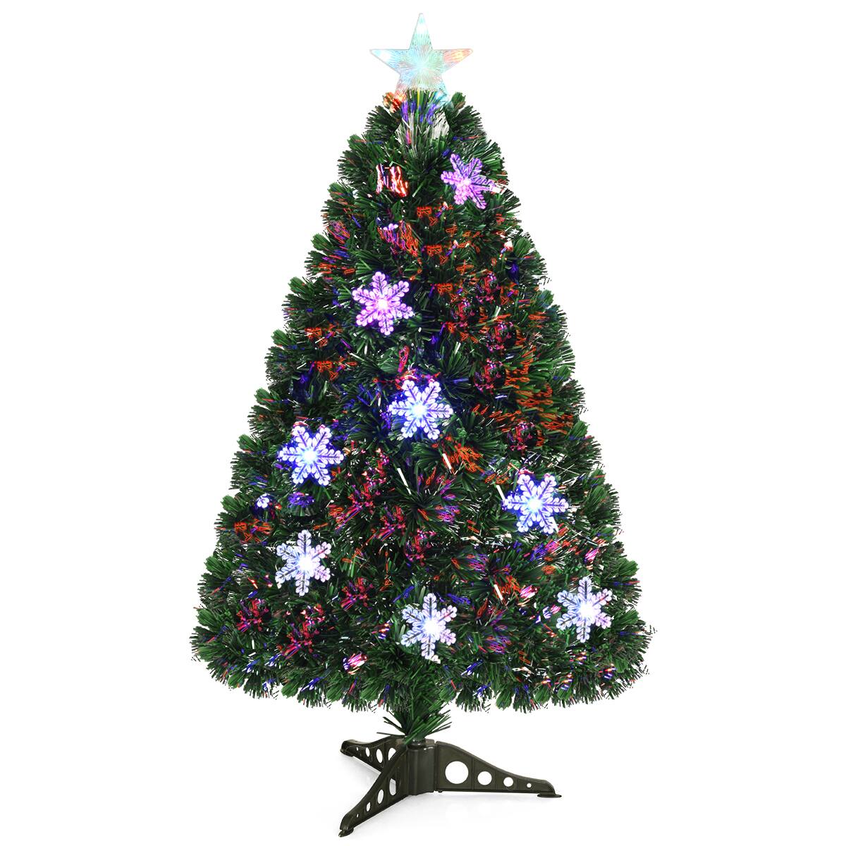 Alt View 11. Costway - 3FT Pre-Lit Fiber Optic Artificial Christmas Tree with Multicolor Led Lights - Green.