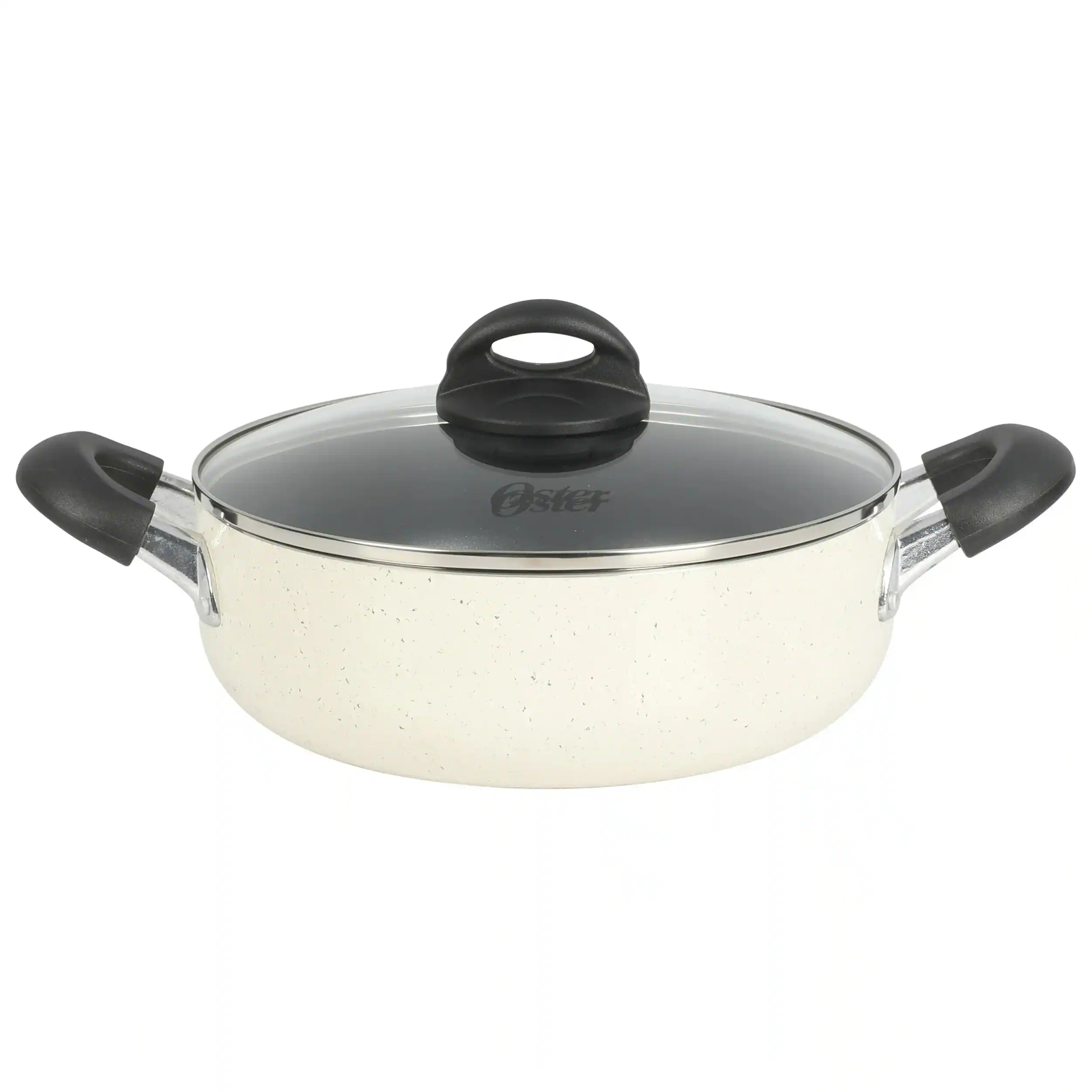 Front. Oster - Oster Clairborne 6.9 Quart Nonstick Aluminum Caldero with Lid in Linen - Linen.