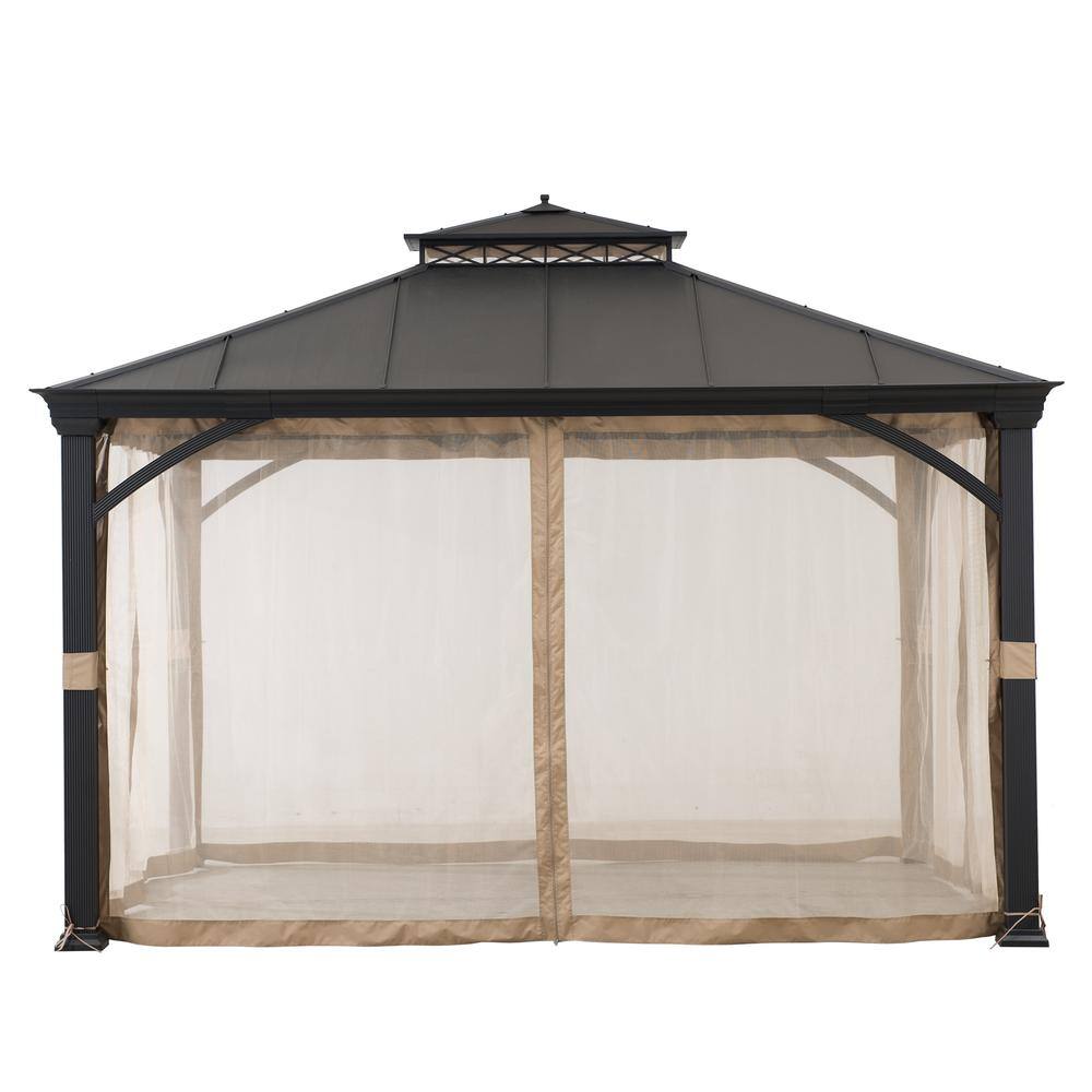 Alt View 1. SUNJOY - Sunjoy Outdoor Patio 11x13 Black 2-Tier Aluminum Backyard Hardtop Gazebo.