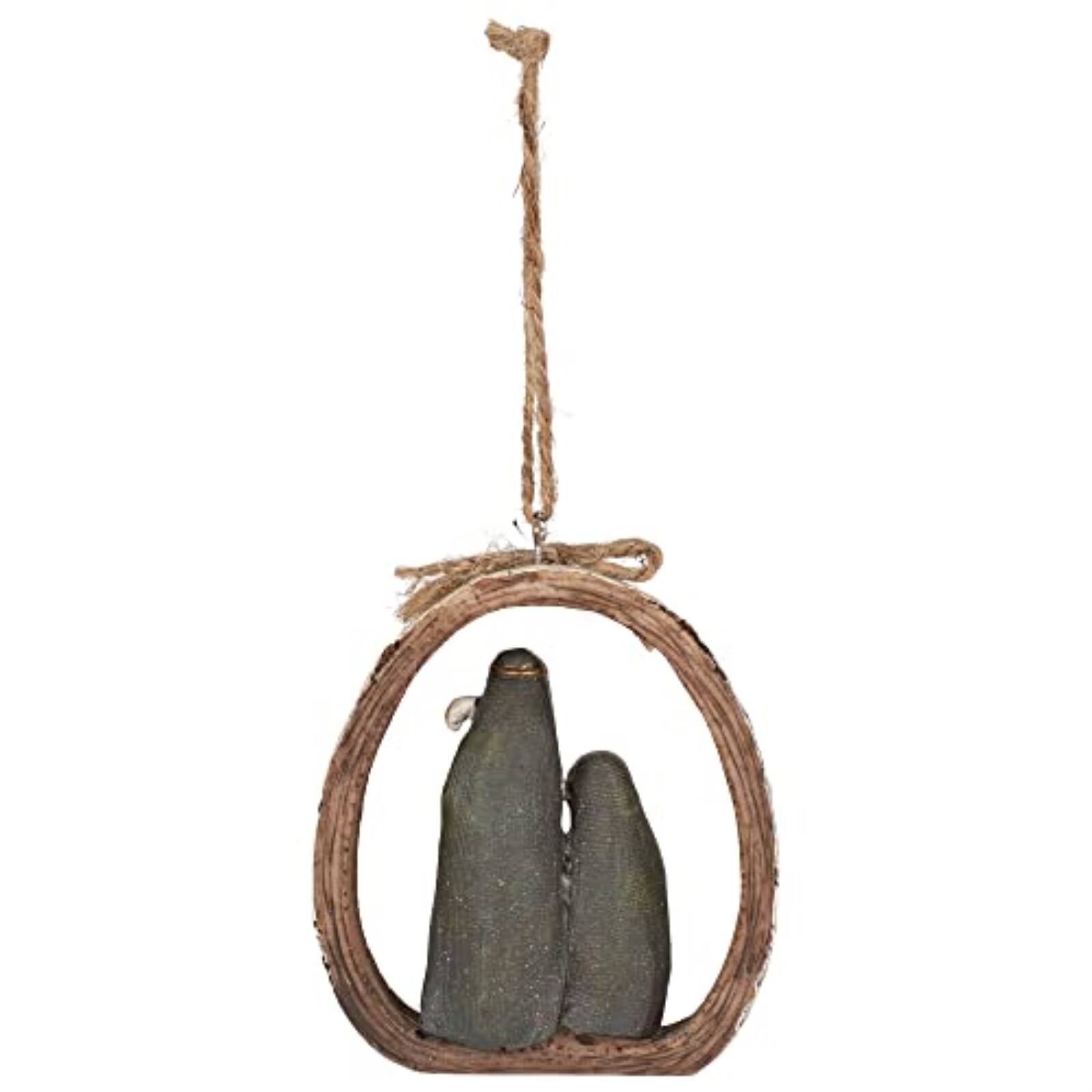 Back. Ganz - Ganz Nativity Holy Family Resin Christmas Tree Ornament 3.7 inch - Brown.